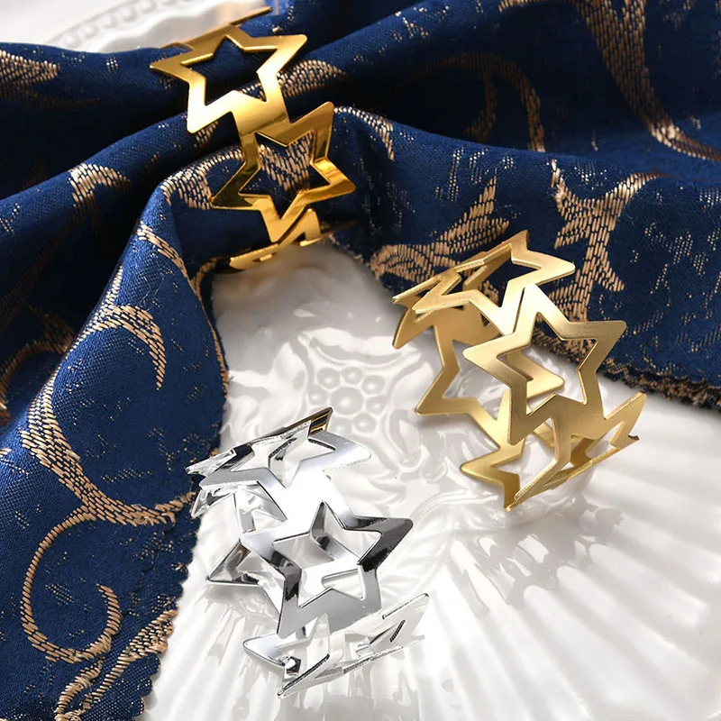 1Pcs Napkin Rings Holder Metal Hollow Star Props Decor For Hotel Wedding Party Events Dining Table Accessories Home Decoration