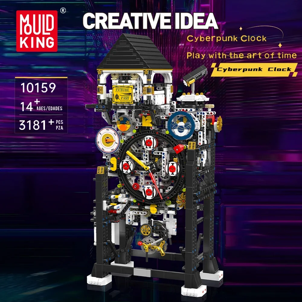 Mould King 10159, technisches Spielzeug, die motorisierte Cyberpunk-Uhr, Bausteine, kreative Ziegelsteine, Montage, Kinder, Weihnachtsgeschenke