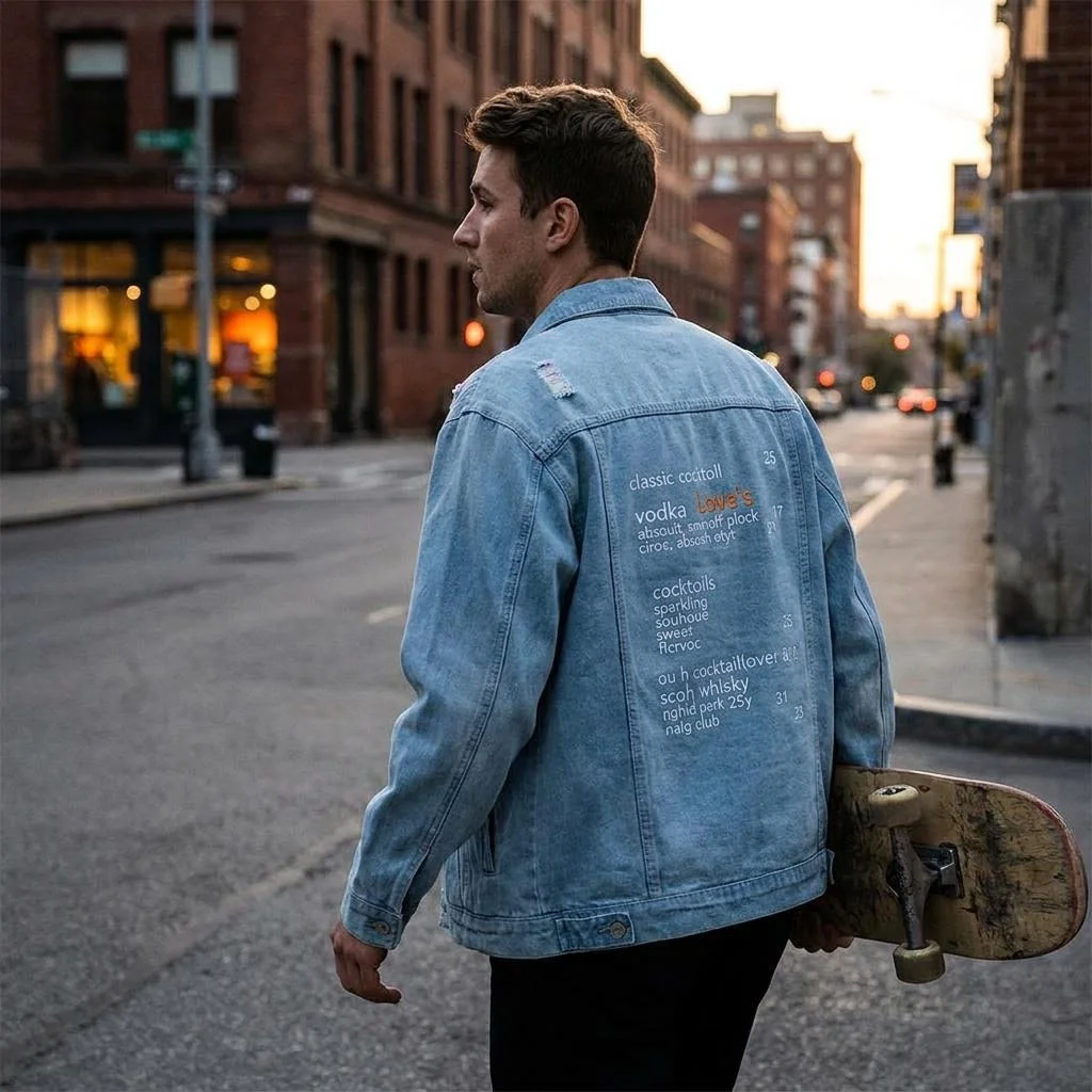 2026 New Men Printed Denim Jacket Spring Autumn Trendy Versatile Long Sleeve Jean Coat Casual Outerwear