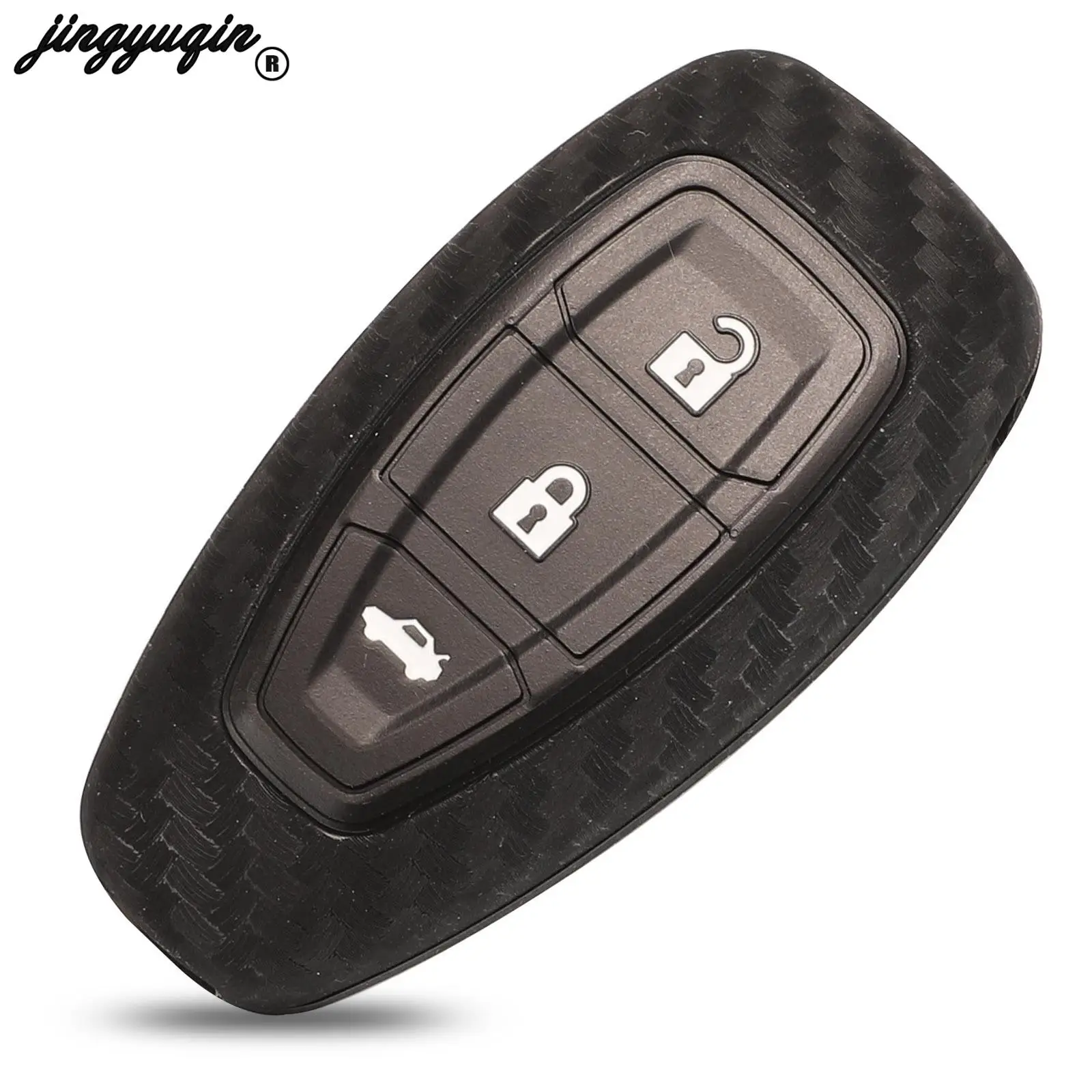 jingyuqin 2/3/4 Buttons Carbon Fiber Silicone Remote Car Key Case Cover For Ford Focus C-Max Mondeo Kuga Fiesta B-Max
