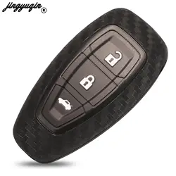 jingyuqin 2/3/4 Buttons Carbon Fiber Silicone Remote Car Key Case Cover For Ford Focus C-Max Mondeo Kuga Fiesta B-Max