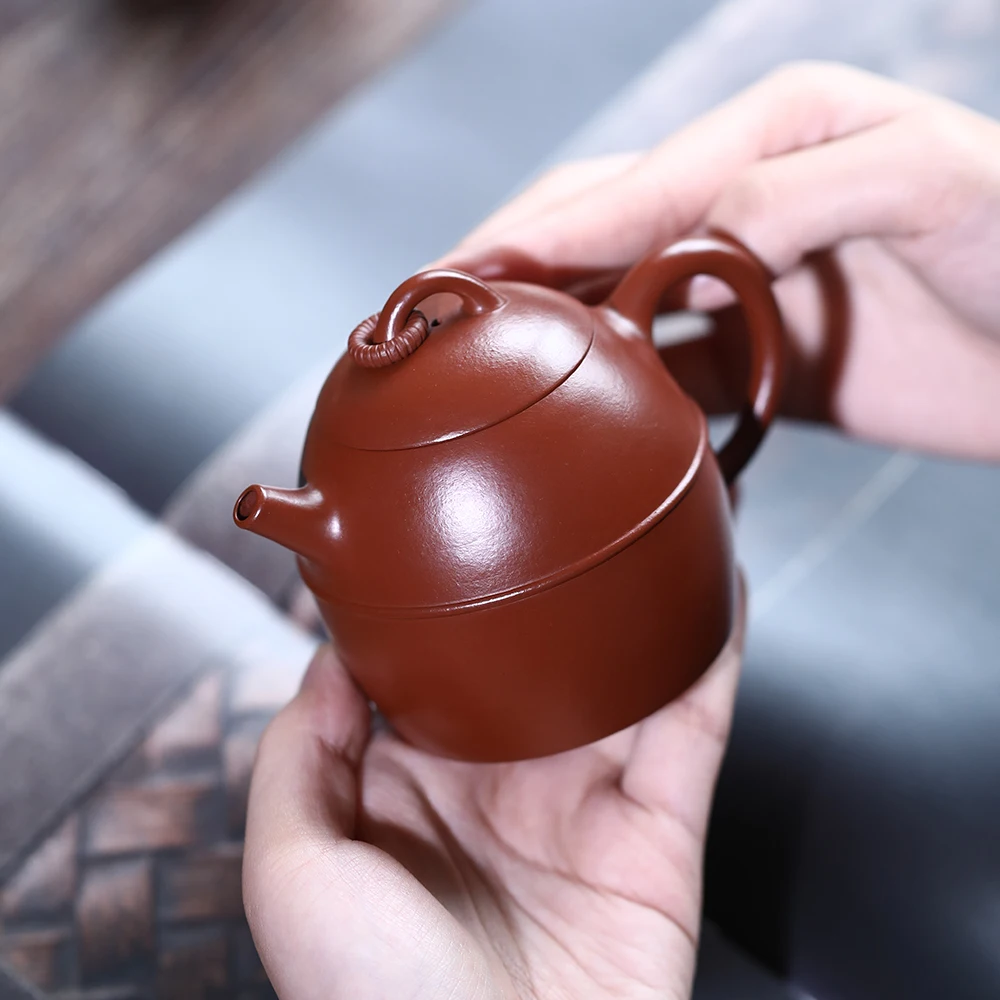 |H pot spring recommended yixing teapot famous Hu Qichun all hand undressed ore dahongpao Qin Quan pot of 190 cc