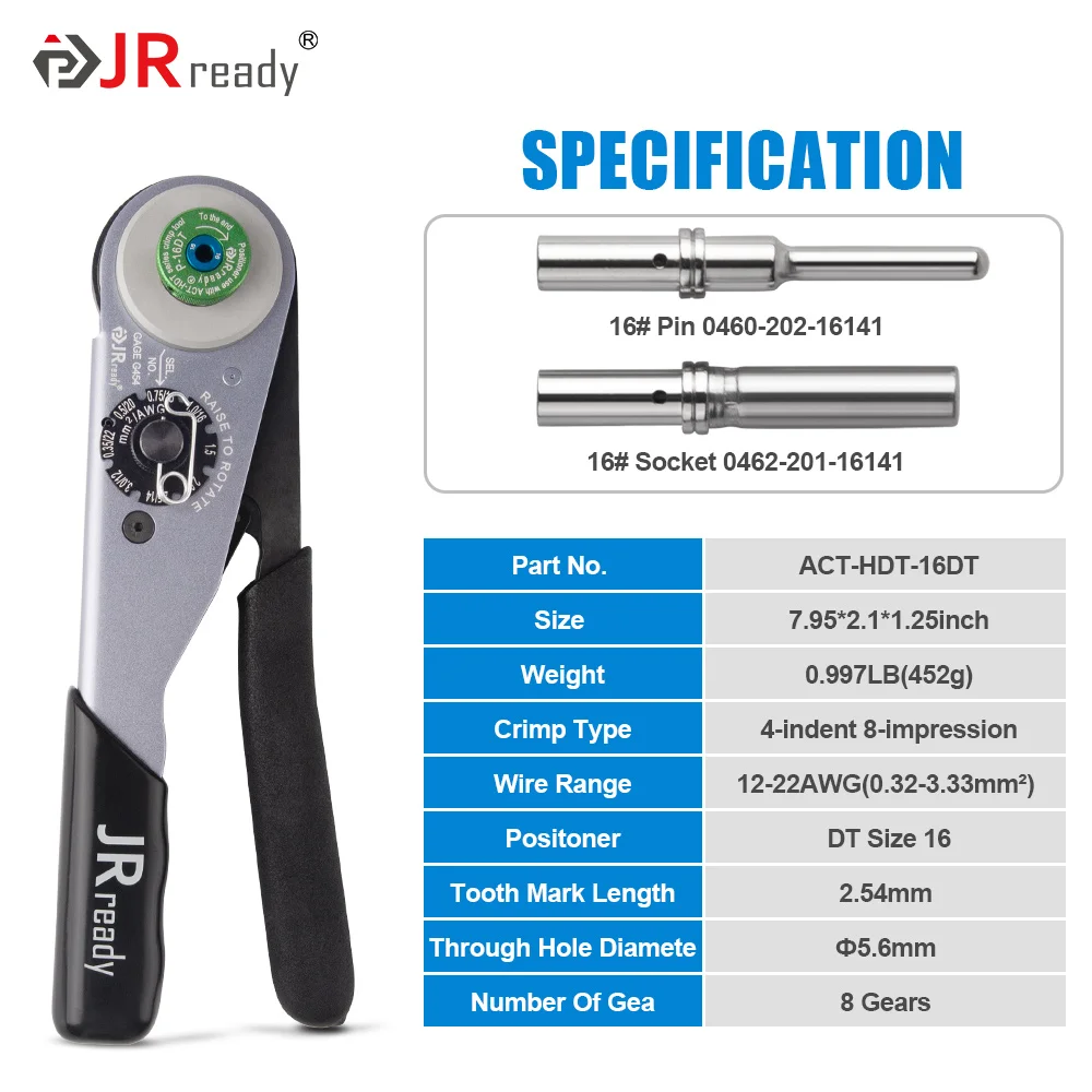 JRready ST6359 Deutsch Connector Kit, 2 3 4 6 8 12 Pin DT Connectors, Size 16 Solid Contacts 16-20AWG,Deutsch Crimp Tool