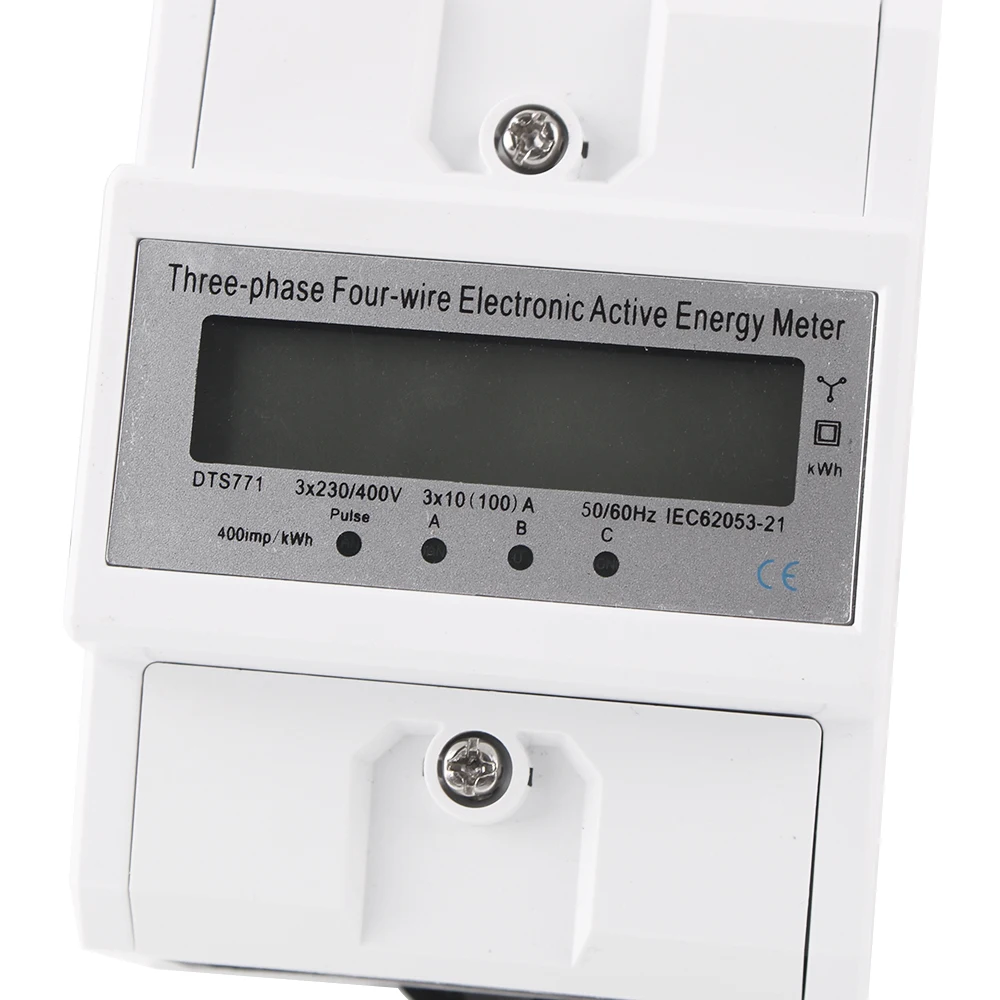 Din Rail 3 fazy 4 przewody cyfrowy wyświetlacz LCD watomierz zużycie energii licznik elektryczny kWh 10(100A) 230/400V 50/60Hz