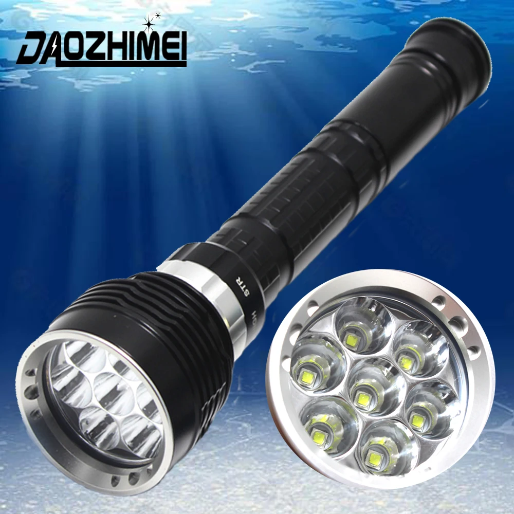 High Power Diving Flashlight T6 L2 Highest Waterproof Rating Professional Diving Light Powered by 26650 Battery With Hand Rope