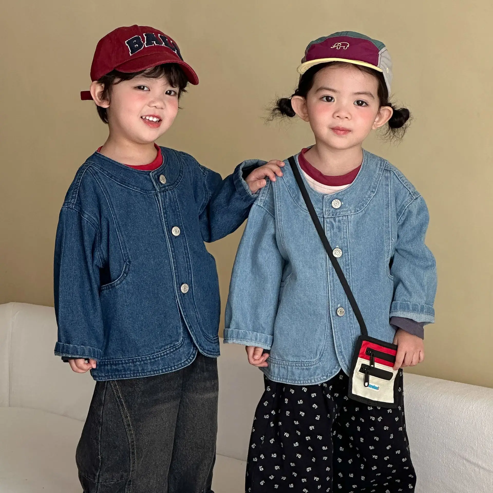 

Новая весенняя коллекция 2026: Детская джинсовая куртка с длинным рукавом для девочек, модный кардиган, однотонная повседневная куртка для мальчиков, одежда для малышей