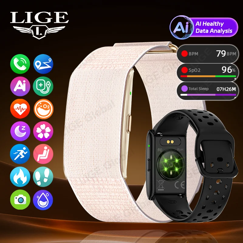 

LIGE New No Screen GPS Trajectory Smart Bracelet Women AI Health Blood Pressure Smartwatch Call Reminder Men Sports Fitness Band