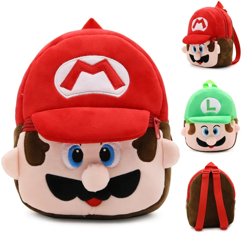 

Super Mario Bros Plush School Bag Cute Luigi Backpack 3-6 Years Old Anime Storage Bag Boys Girls Cosplay Birthday Gift Toy