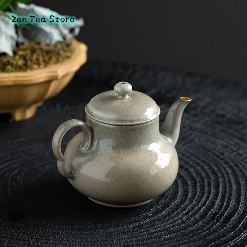 Grey Glaze Teapot Retro Single Pot Small Teapot Home Ceramic Small Teapot Kung Fu Tea Set Spot New Chinese