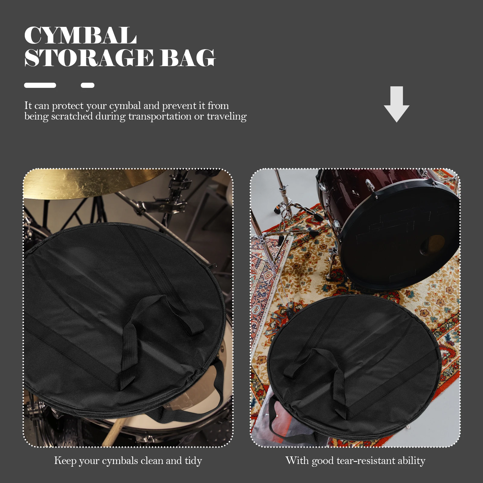 

Durable Black Cymbal Gig Bag Oxford Cloth Waterproof Practical Storage for Drum Pads and Percussion Accessories