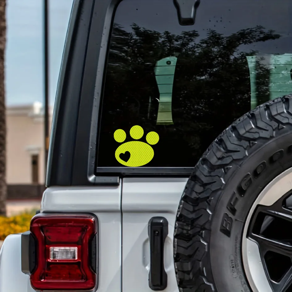 

Animal footprints love silhouette cool car rear reflective night driving safety warning decal