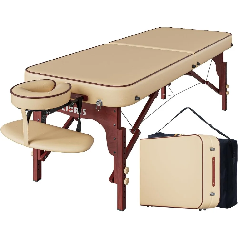 CLORIS 84" Professional Massage Table Portable Reinforced Wooden Leg Hold Up to 1100LBS 2 Folding Lightweight Spa Solon Tattoo M