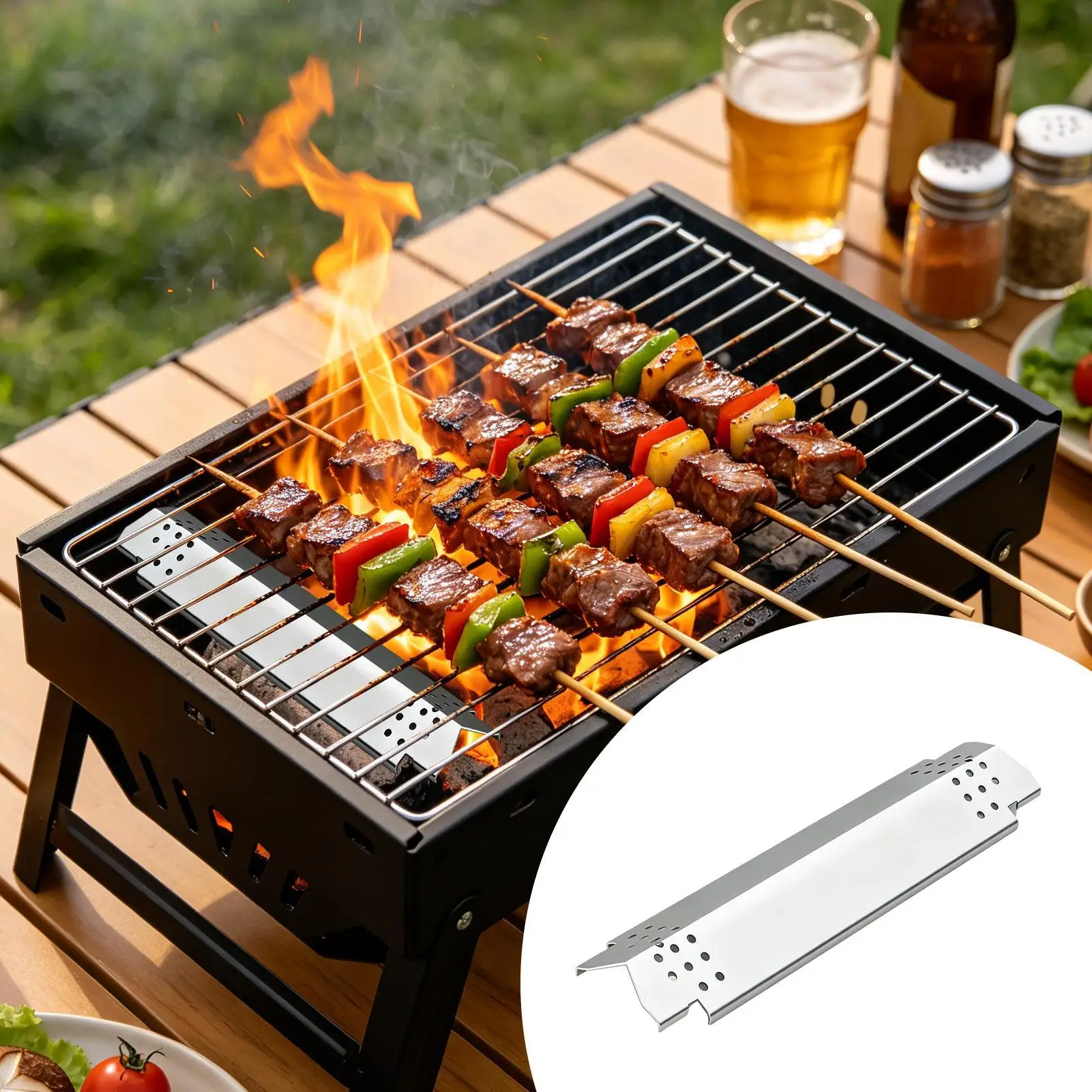 Grill Replacement Parts Grill Heat Plate Shield Tent Burner Cover Barbecue Flame Cover For BBQ Patio Backyard Garden Camping