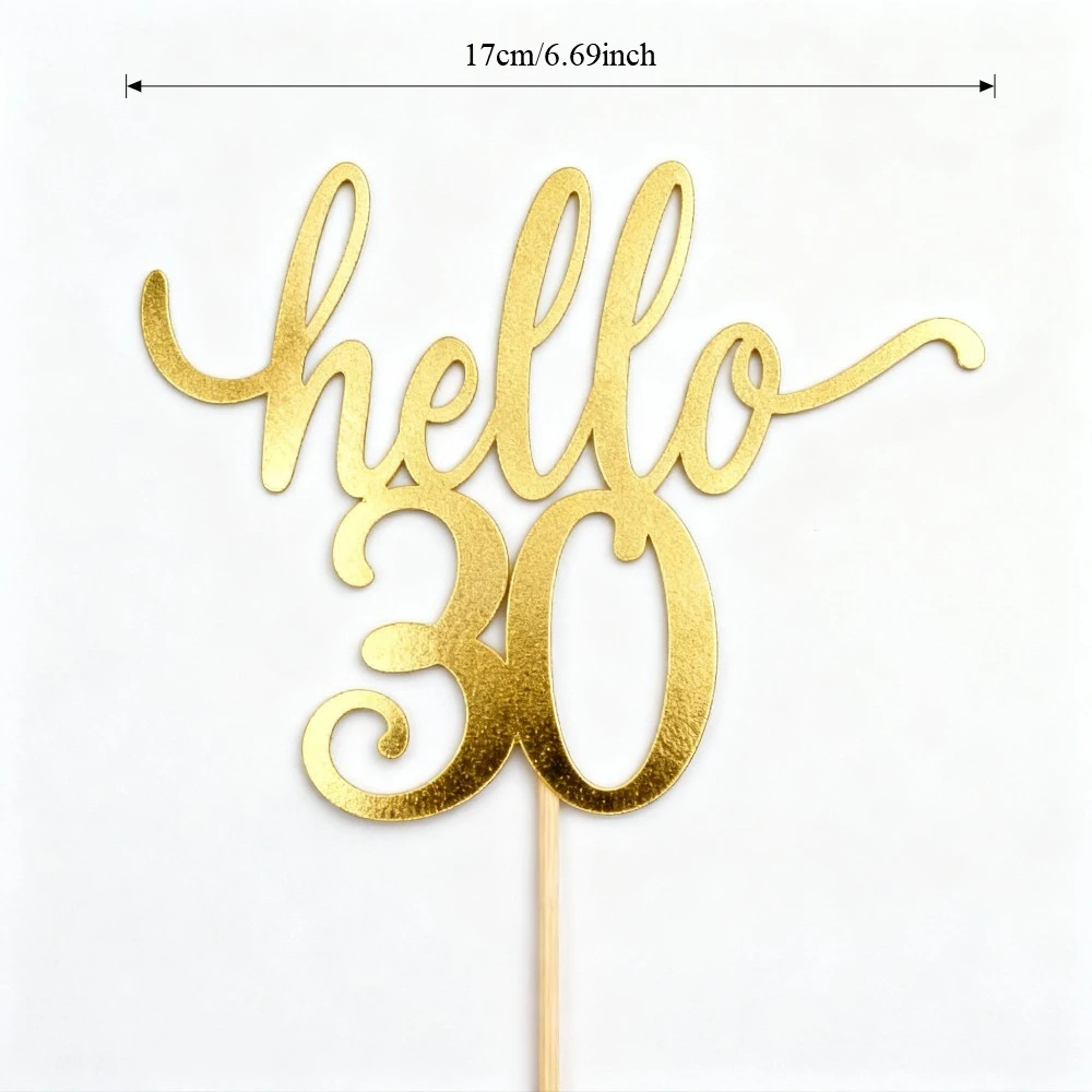 1 Stück Hello 30 Cake Topper, Happy 30th Birthday Dekor für Meilenstein- und Thirties-Feier, modernes Geburtstagsparty-Zubehör – Detail 3