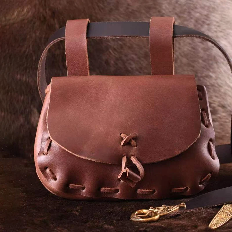 Medieval Renaissance PU Leather Belt Bag Viking Coin Pouch Steampunk Drawstring Purse Women Men Larp Cosplay Props