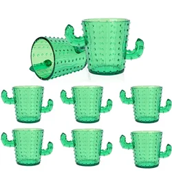 6Pcs Green Plastic Cactus Shot Glasses 2 Oz Green Cute Cactus Tequila Anti Drop acrylicGlasses for Cinco De Mayo Party Supplies