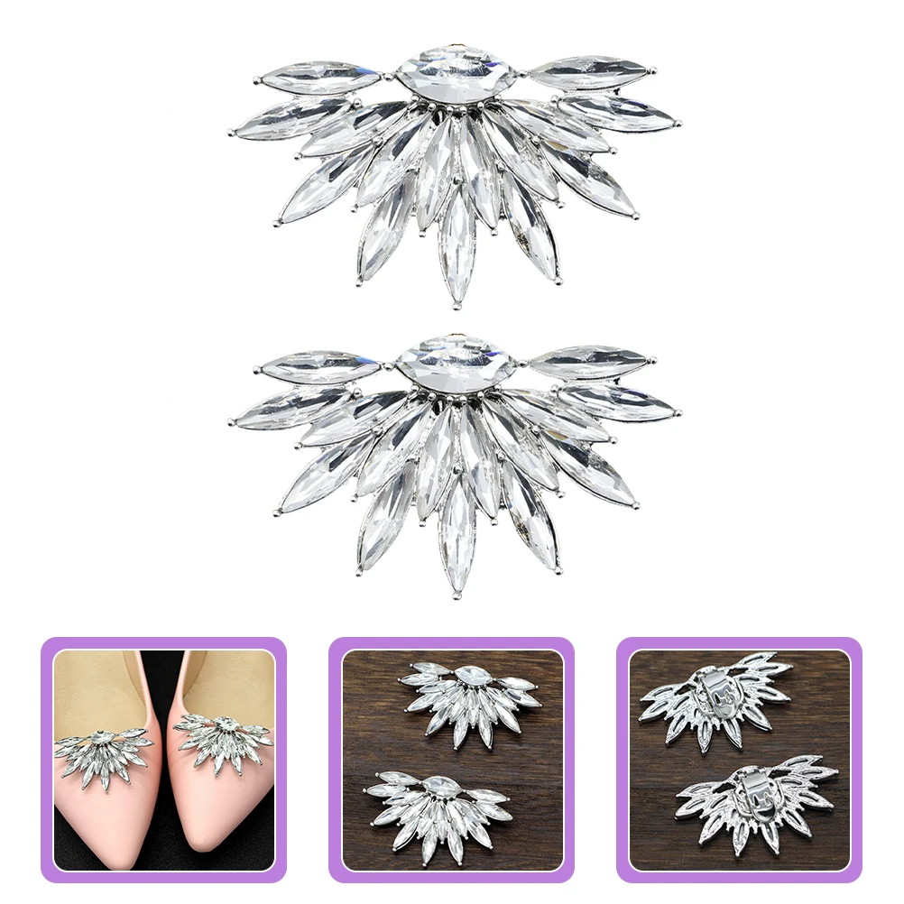 

2pcs Rhinestone Shoe Buckles Elegant Clips Bridal Accessories Women Crystal Ornament Decoration For Flats Boots Sandals Pumps