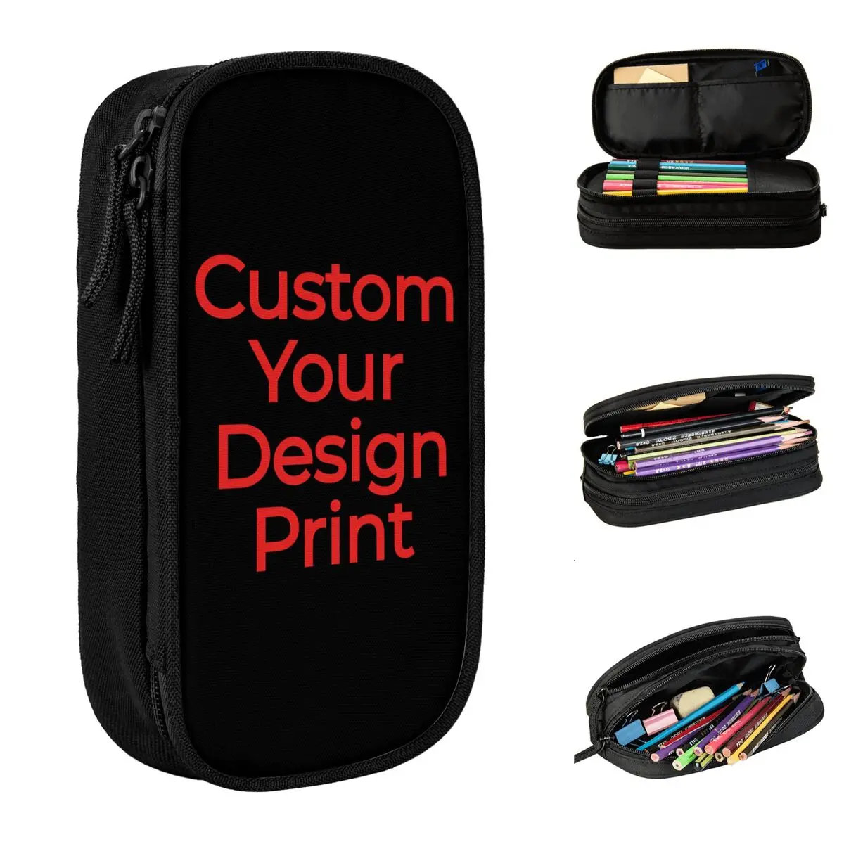 Custom Your Design Print Pencil Case DIY Pencilcases Pen Box for Girl Boy Big Capacity Bags School Supplies Gifts Stationery