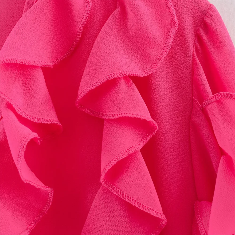 ชุดเดรสทรงเสื้อเชิ้ตโอเวอร์ไซส์ แขนยาว คอวี แต่งระบายหลายชั้น สไตล์ลำลอง แฟชั่นผู้หญิง สินค้าใหม่ประจำฤดูร้อน