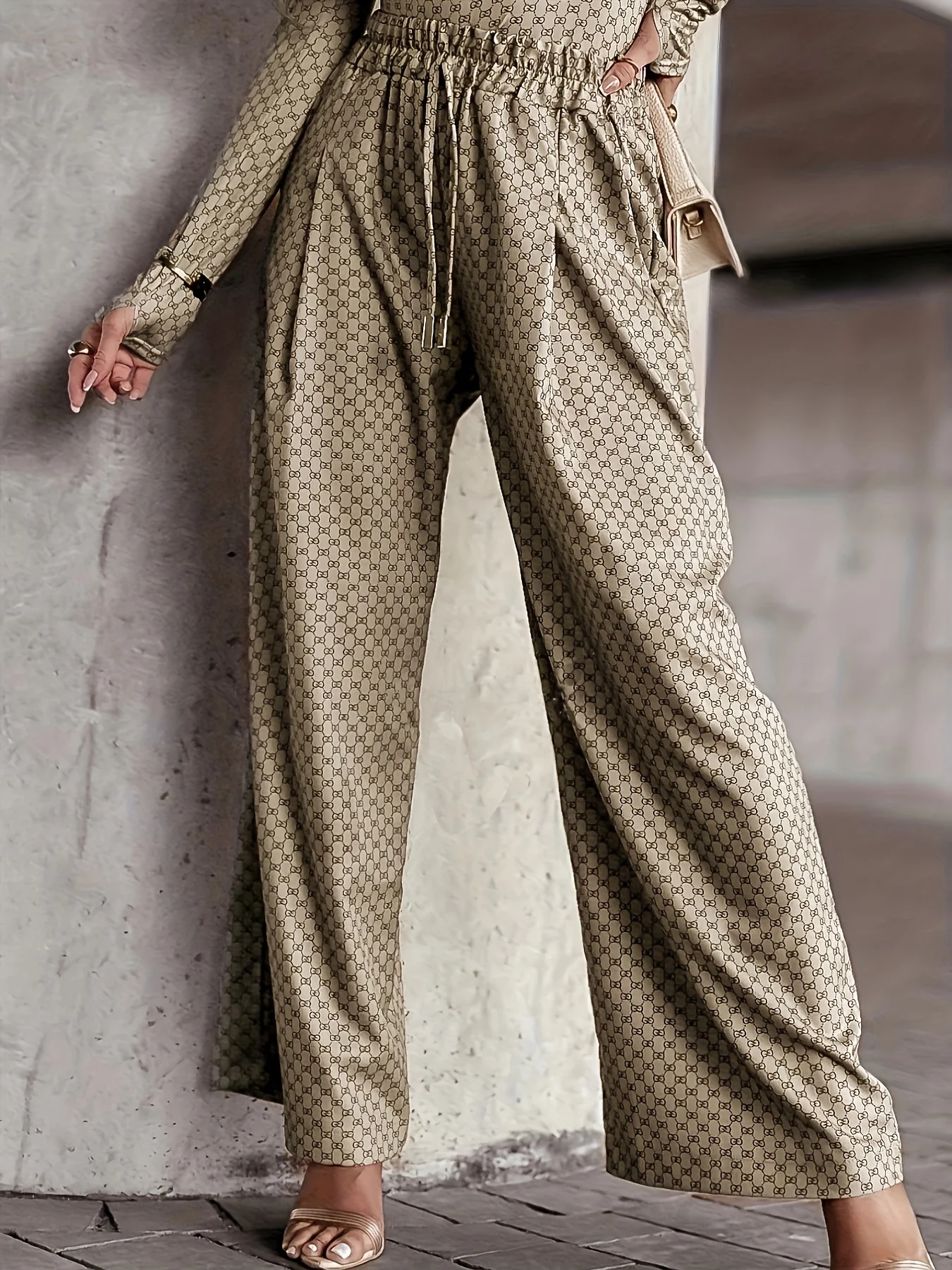 

Женские тканые повседневные брюки большого размера, удобные свободные брюки с прямыми штанинами и высокой талией