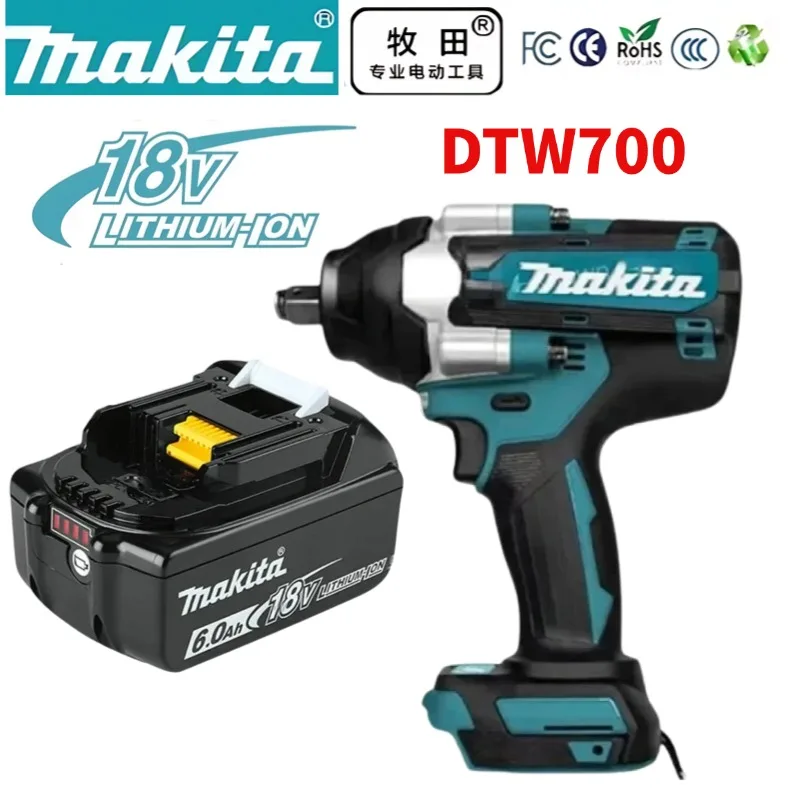 

18V Makita DTW700 Cordless Impact Wrench Brushless Motor 700 Nm Variable Speed Electric Wrench High Effieiency Durable Auto Stop