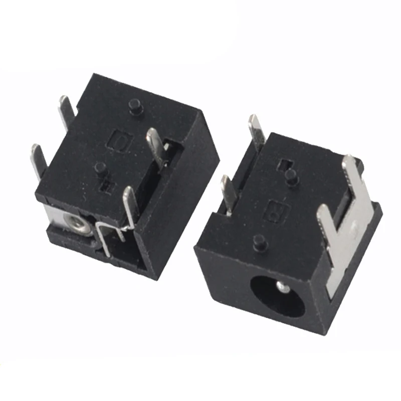 

10PCS DC power Jack DC-033A 4-pin socket vertical pole 3.5*1.3 DC power socket table lamp charging socket black DC-033 35135