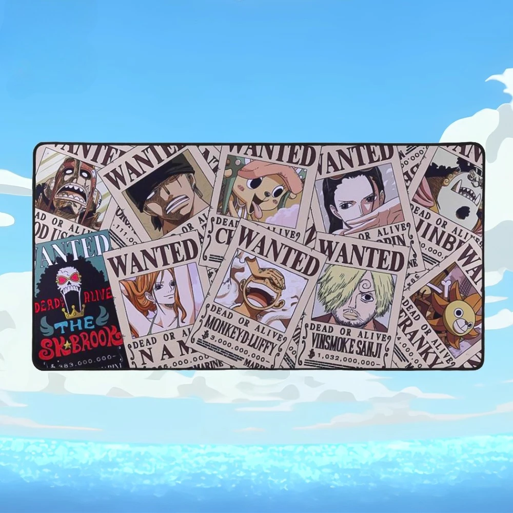 

One Piece Anime Gaminge Pad - Wanted Poster Design, Non-Slip Rubber Base, Stitched Edges, Large Size Ergonomic Desk Mat for PC