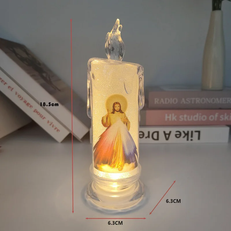 Creative Candles Lamp Jesus Christ LED Tealight Romantic Pillar Light Battery Operated Flameless Electronic Candle Candles Home