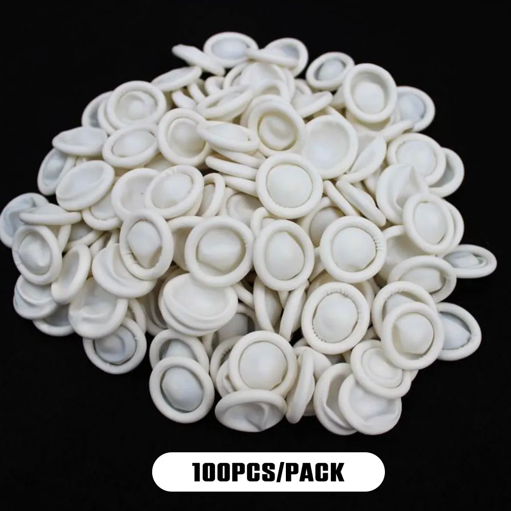 100Pcs Luvas de Proteção Descartável Fingertips Borracha Natural Antiderrapante Anti-estático Látex Finger Cots Fingertips Ferramenta Durável