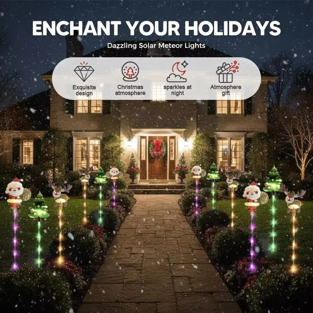 LED Solar Christmas Lights Stake Mounted Decorative Lawn Landscape Lamp Waterproof Christmas Stake Light Christmas Holiday