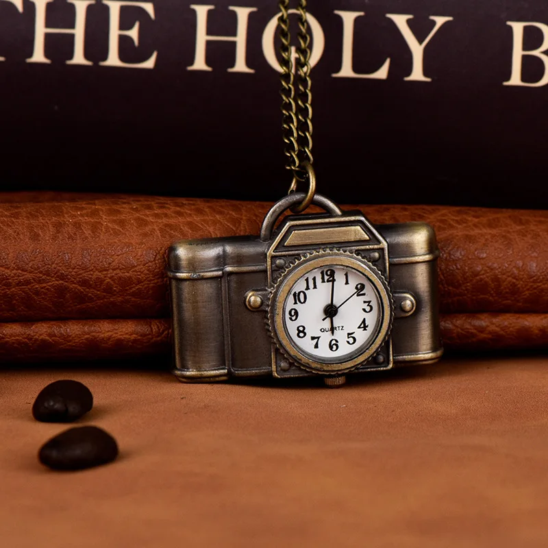 Chaveiro de câmera retro clássico, relógio pendente para estudantes masculinos e femininos, acessórios bonitos dos desenhos animados