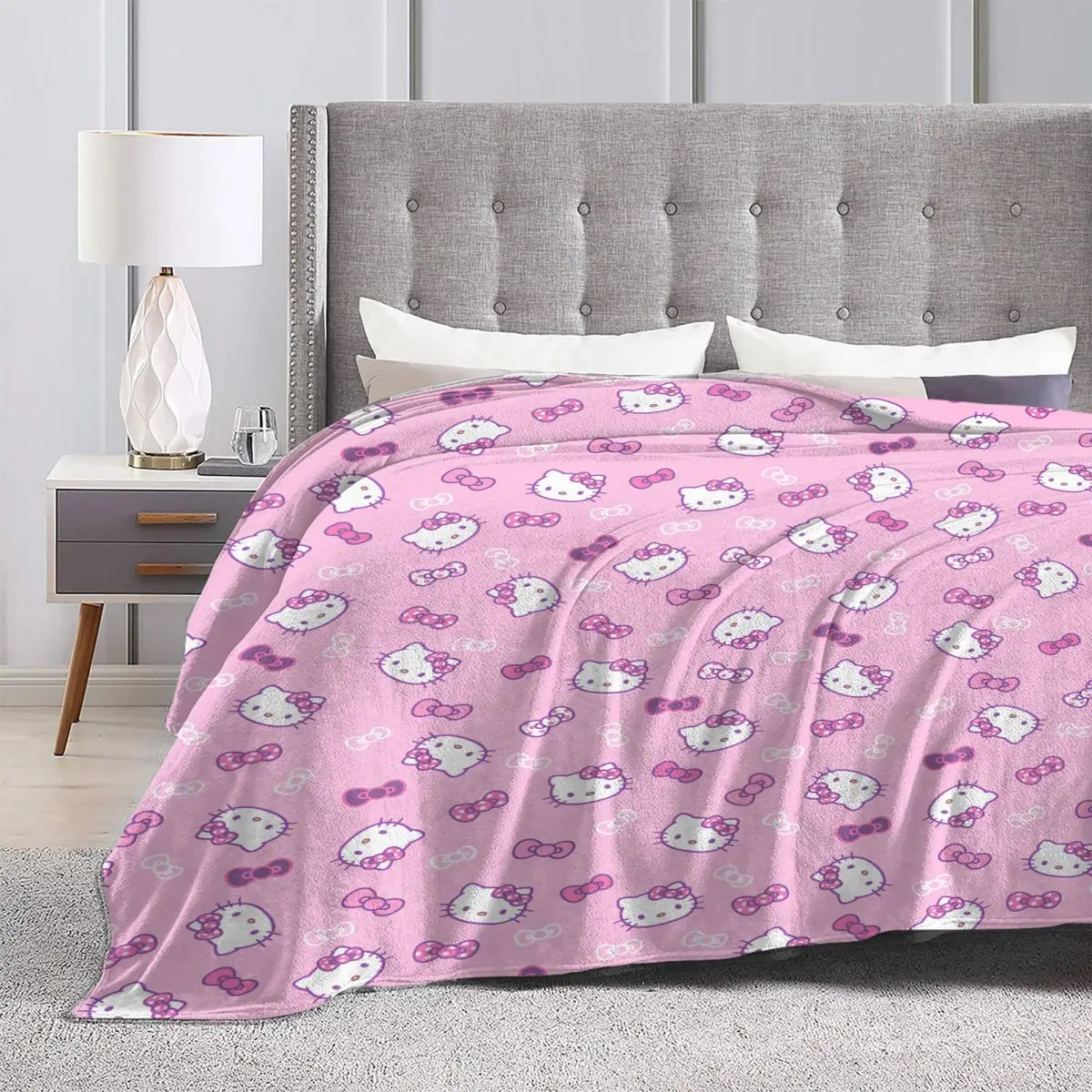 Sanrio Hello Kitty Cartoon Soft Warm Blanket Travel Plush Throw Blanket Comfortable Home Decor Flannel Bedspread Sofa Bed Cover