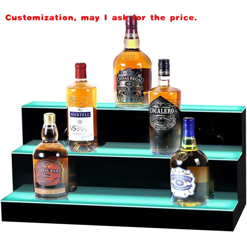 

Изготовленная на заказ полка для витрины для бутылок с ликером с подсветкой 24 дюйма, 3 яруса полки со светодиодной подсветкой и беспроводным пультом дистанционного управления