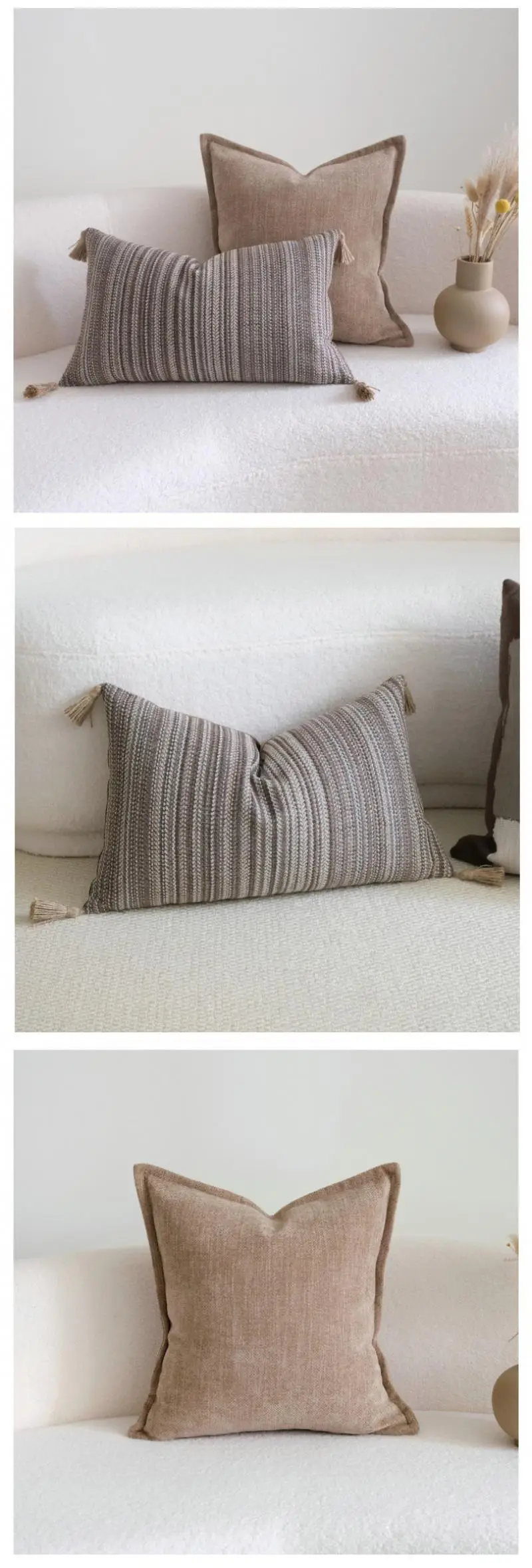 Wabi-Sabi-Stil Kaffeefarben Kissenbezug Chenille Sofa Dekokissenbezug Kopfteil Deko Kissenhüllen 30x50/45x45cm – Detail 6