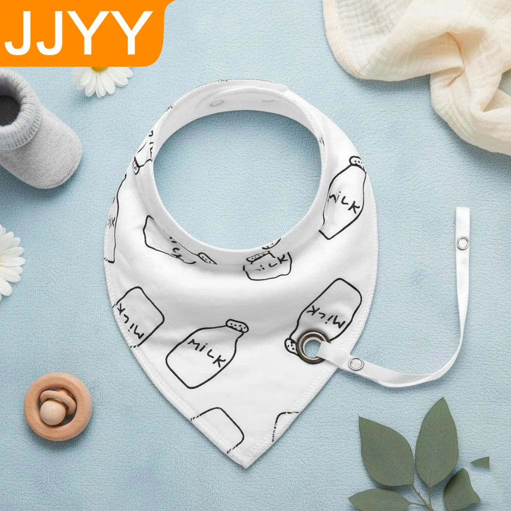 

Waterproof Anti-Dirty Baby Saliva Towel with Hole Pacifier Chain Double Bib Pocket Triangle Towel for Infants