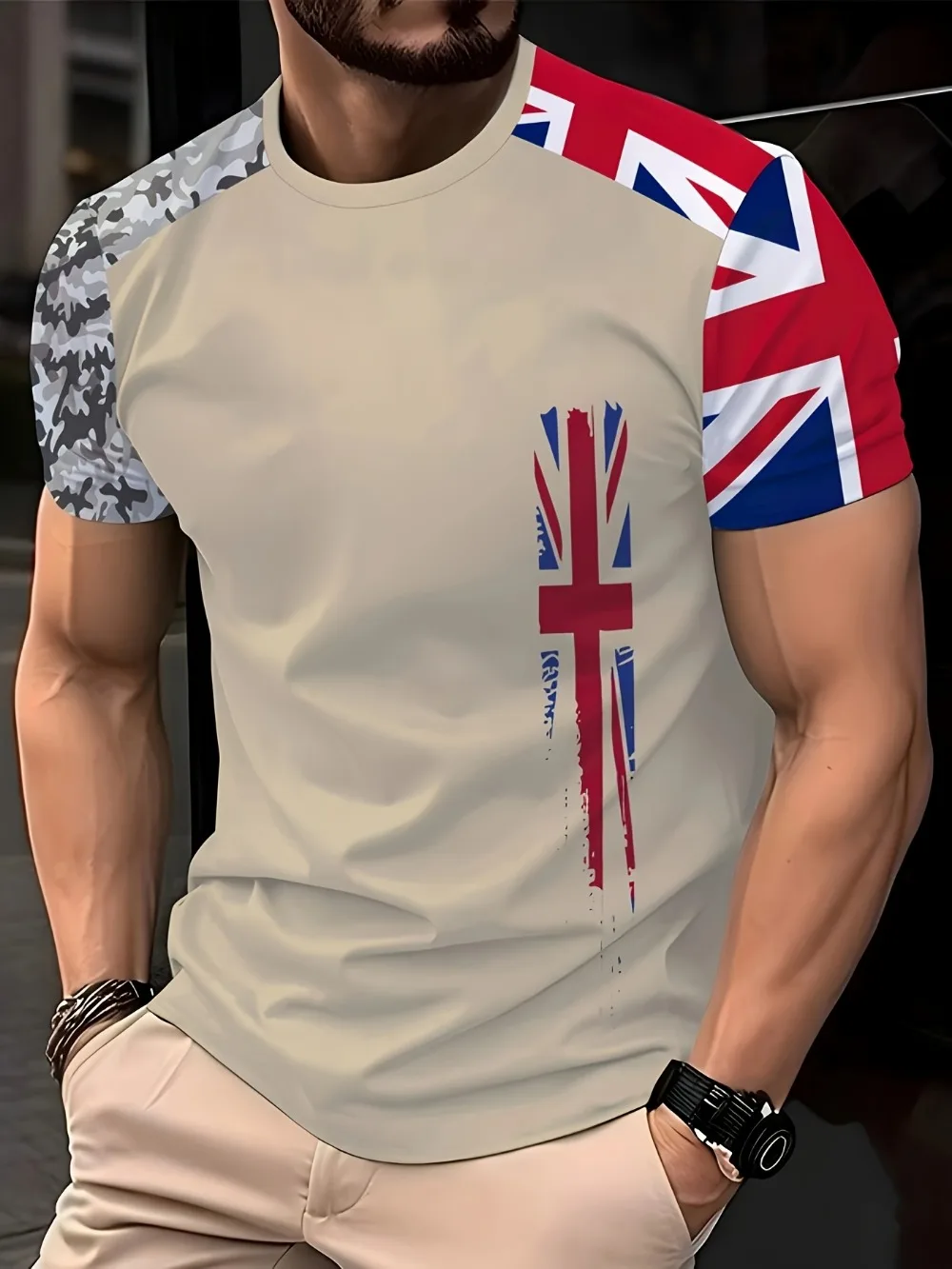 European British and Irish Style Flag Pattern 3D Printed Men's T-shirt  Fashion Trend Loose Casual Breatha Quick-dry Outdoor Top