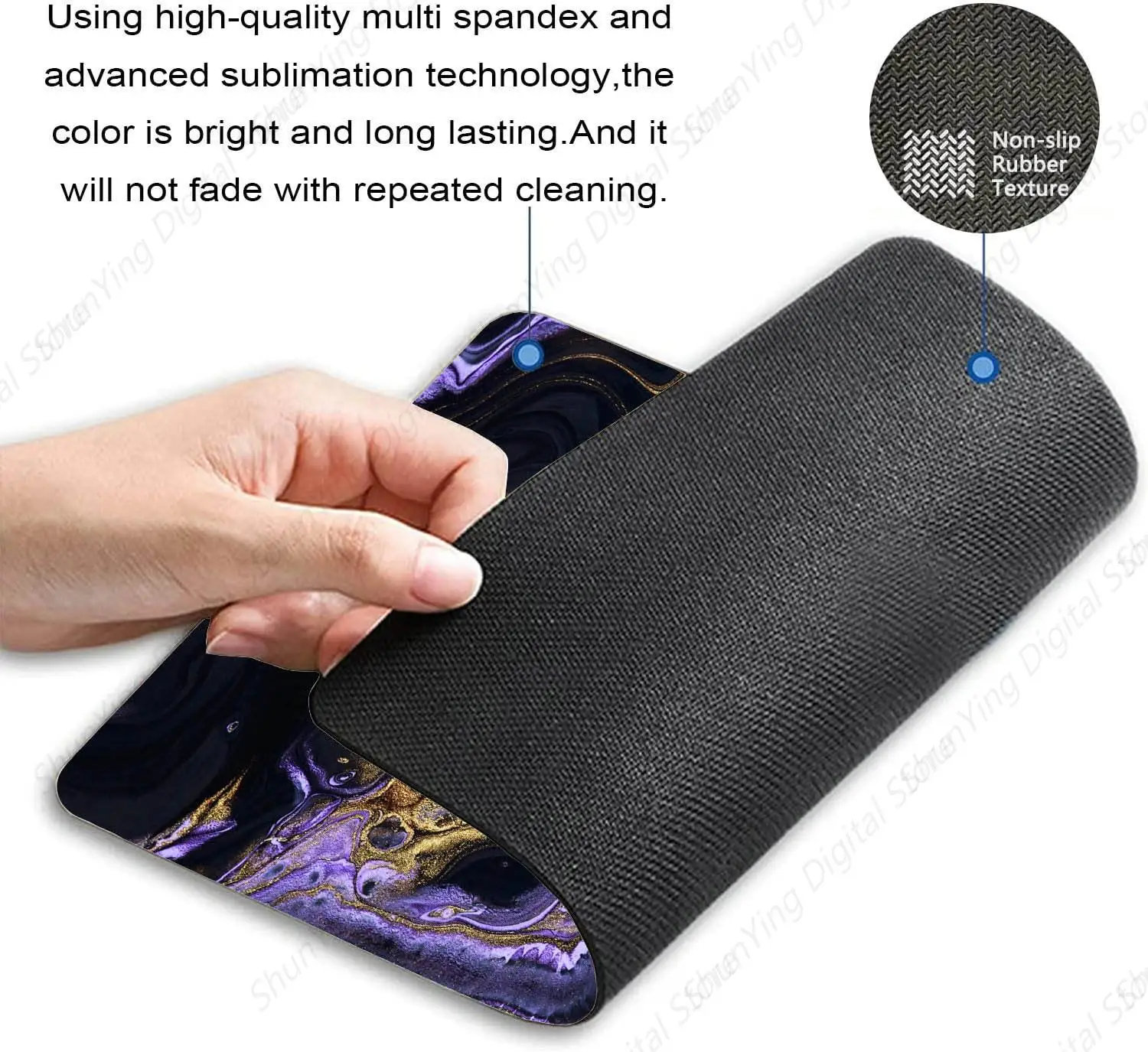 Black Purple Gold Marble Printed Mouse Pad Square Mouse Pad Anti Slip Rubber Suitable For Office Laptops