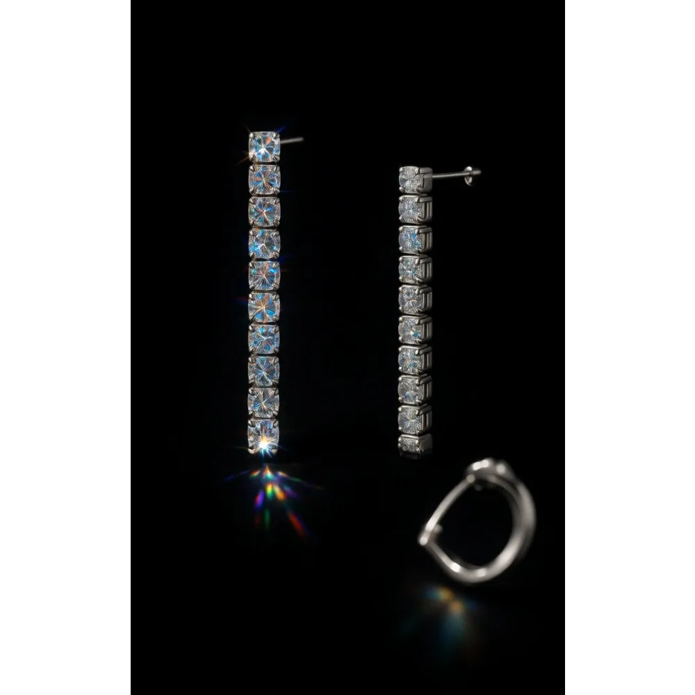 

Серьги-подвески с имитацией бриллиантов для женщин, гипоаллергенные, с кубическим цирконием, в стиле теннисных, безопасные для чувствительных ушей