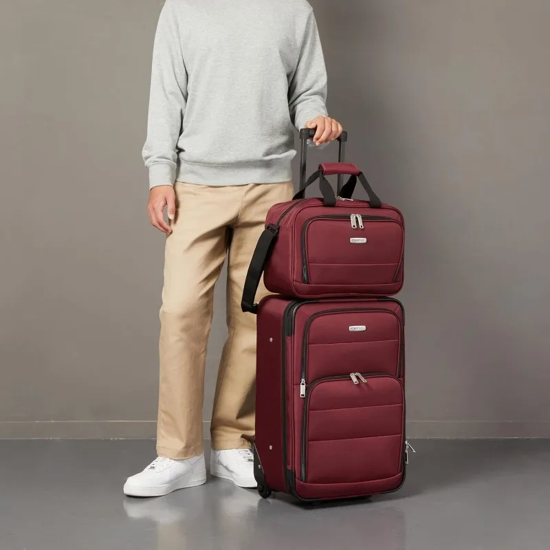 Conjuntos de bagagem, uma mala de mão macia de 23 polegadas e uma sacola de 15 polegadas, mala com rodas, espaço extra expansível (+ 15%)