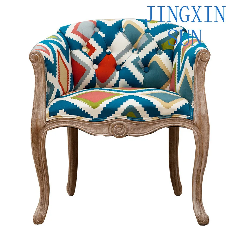 Leisure sofa chair Solid wood antique study chair European hotel dining American desk computer Single balcony