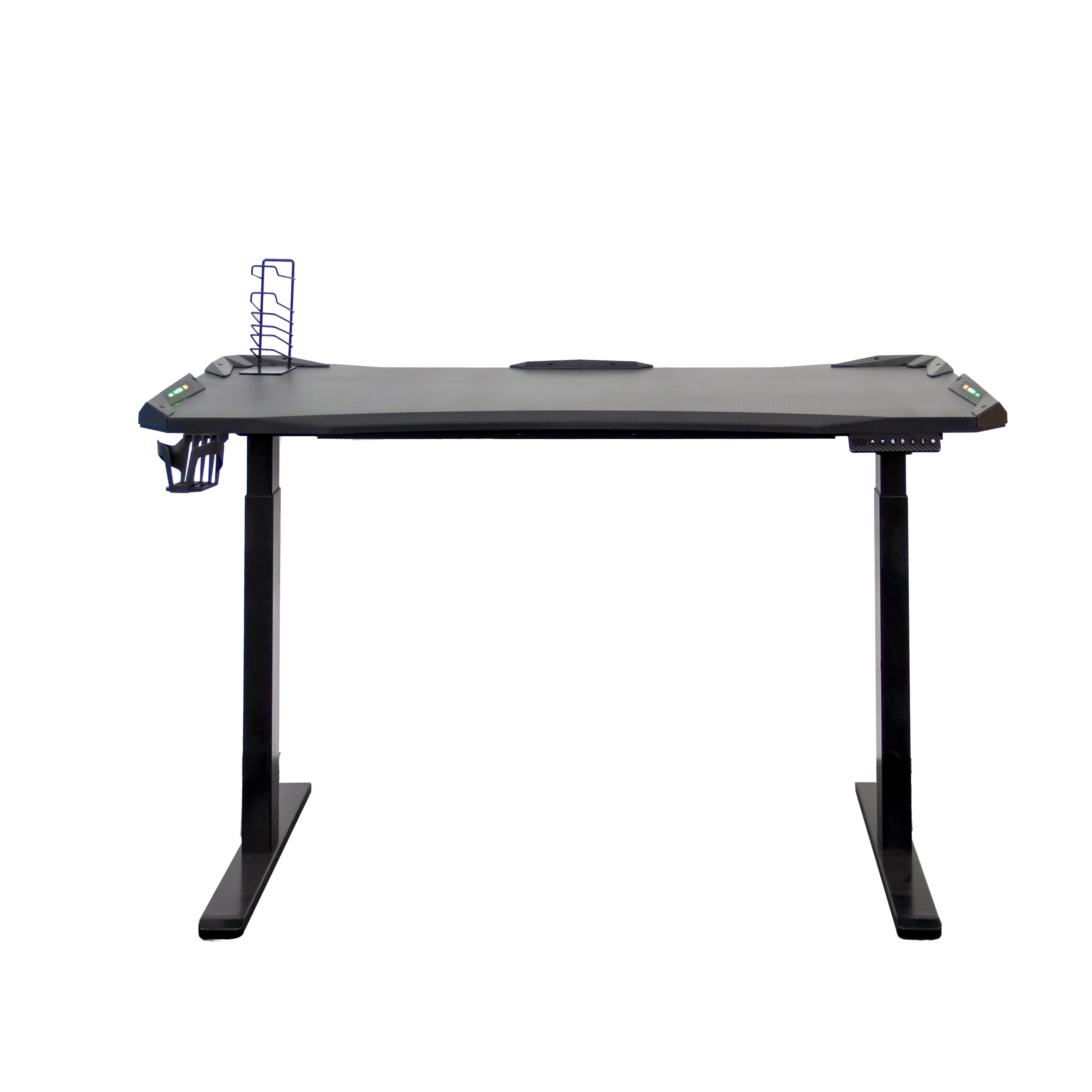 Buy Big Black Metal Standing Electric LED Computer Gamer Gaming Table Set for Laptop PC RGB Racing Gaming Desk