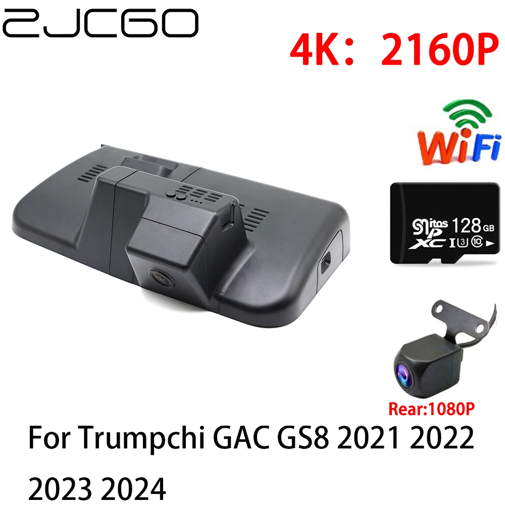 ZJCGO 2K 4K Car DVR Dash Cam Wifi Front Rear Camera 2 Lens 24h Parking for Trumpchi GAC GS8 2021 2022 2023 2024