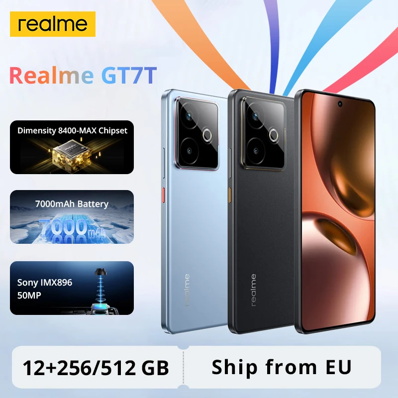 Global Version realme GT 7T 5G Smartphone 50MP IMX896 OIS Dimensity 8400-MAX jeu de puces 6.78-inch AMOLED 120Hz 7000mAh 120W