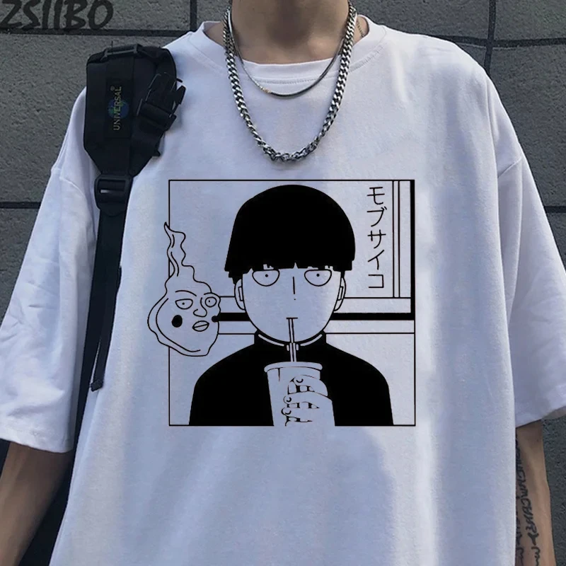 Funny Mob Psycho 100 Graphic Printed T-Shirt Men's and Women's Summer Loose High Quality T-Shirt Tops