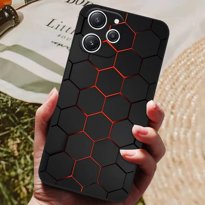 For Xiaomi Redmi 12 Case Redmi12 Cool Painted Silicone TPU Soft Cover for Xiaomi Redmi 12 4G Cases Black Protective Phone Shells