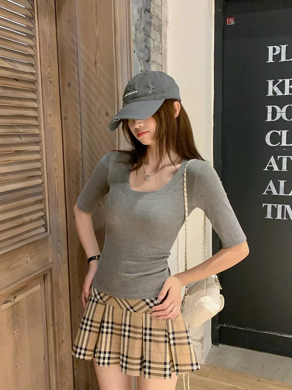 Slim Fit Women's Base Shirt U-Neck Half Sleeve Five Sleeve Spring Autumn plus Size Outerwear Casual Commute Style Regular Thi...