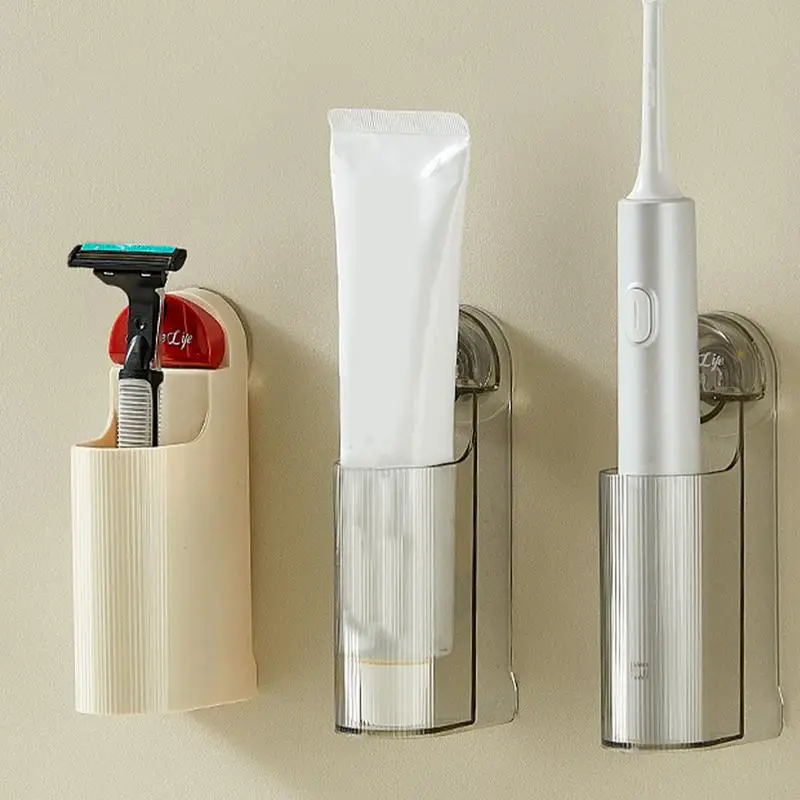 Suction Toothbrush Holder Wall Mounted Suction Toothbrush Stand Multifunctional Non-drill Toothpaste And Toothbrush Suction