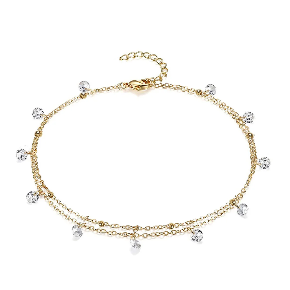 Punk Iced Out Tennis Chain Anklet For Women Gold Silver Color Stainless Steel Ankle Bracelet On the Leg Foot Beach Jewelry Gift view 4