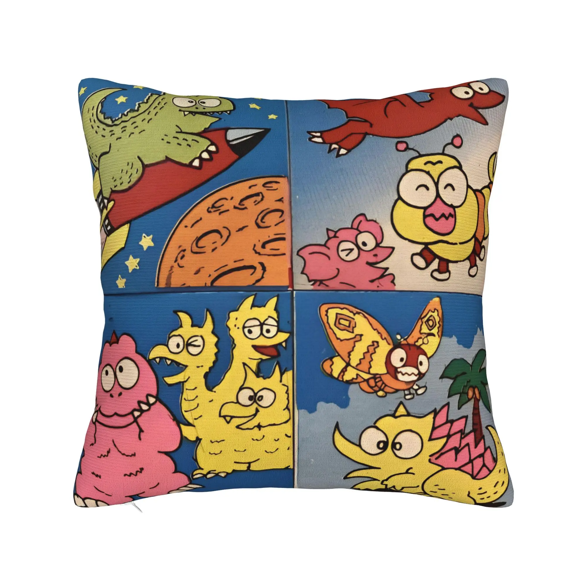 Chibi Monster Island Buddies Square Pillow Case 80s Cushion Covers Customized Zipper Throw Pillow Case Cover for Car 18