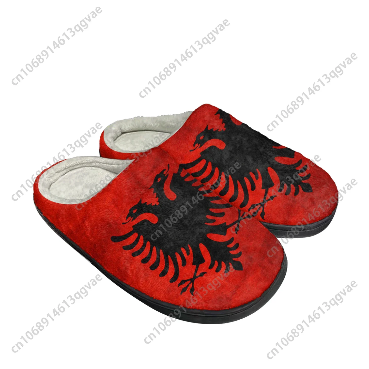 Albanian Flag Home Cotton Custom Slippers Mens Womens Sandals Albania Plush Bedroom Casual Keep Warm Shoes Thermal Slipper